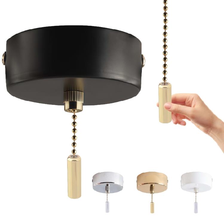 150cm Cord Metal Pull Chain Switches 60mm Diameter Universal Metal Switches for Ceiling Fan Pendant Light Wall Fixtures