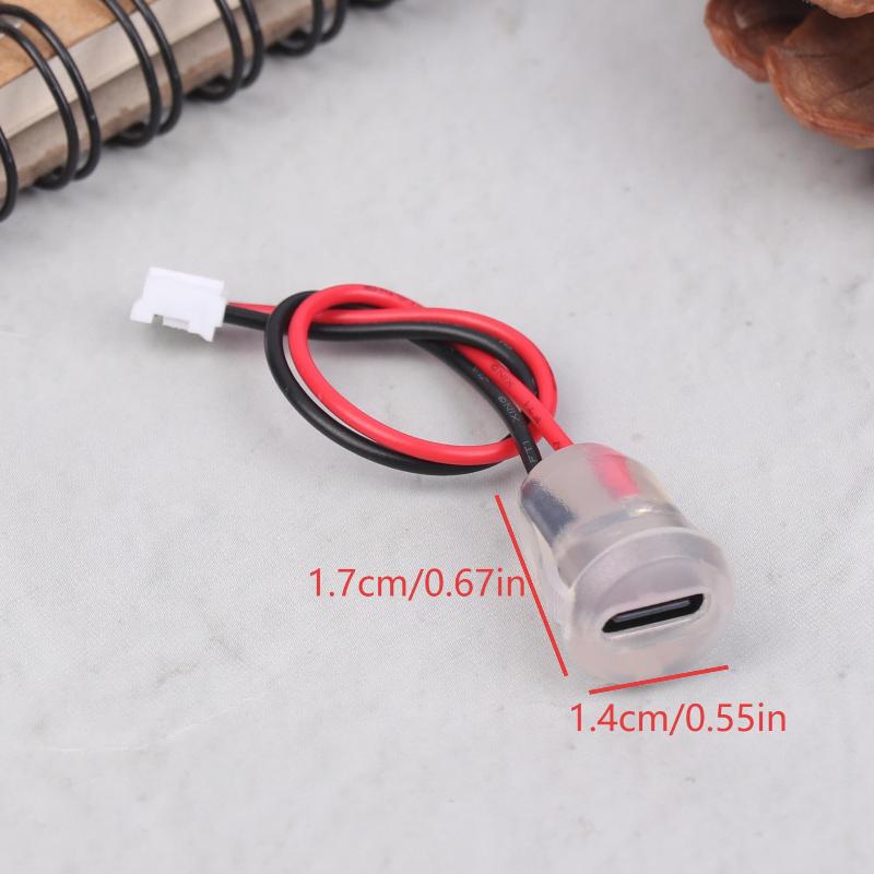 1/3/5Pcs Waterproof 2 Wire Pigtail Cable With LED Lights 3A 5V Fast Charger Power Port Type C Female Socket Jack Connectors