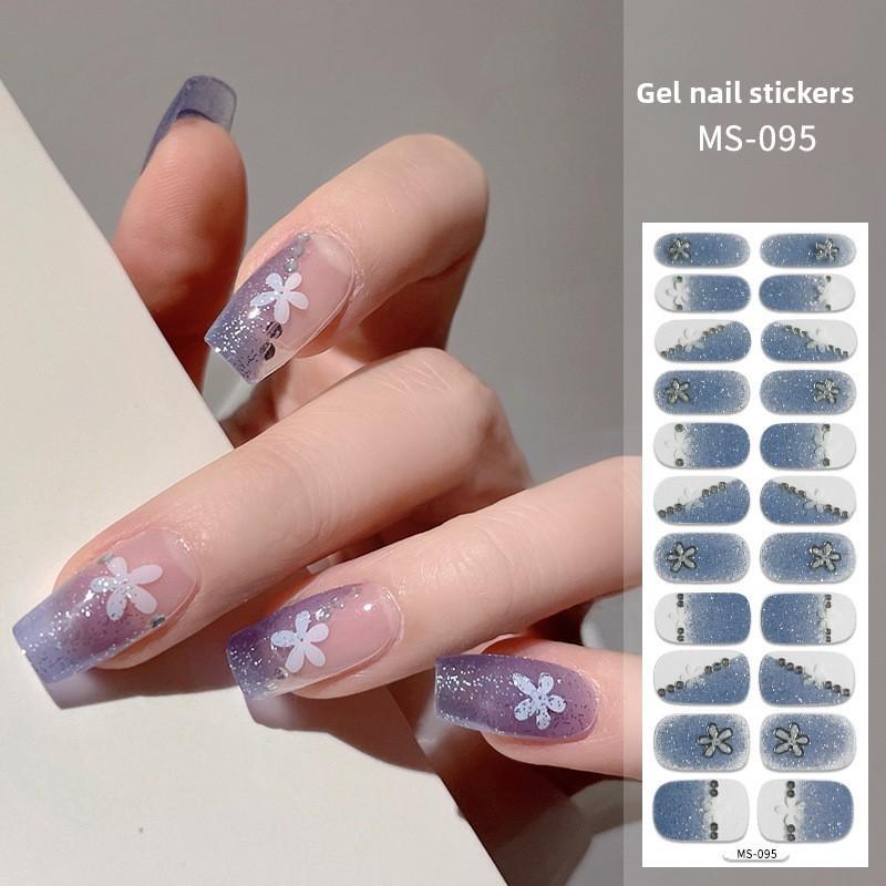 Gel Nail Stickers, 22-finger No-bake Nail Polish Glue, Wearable Nail Pads, Full Application
