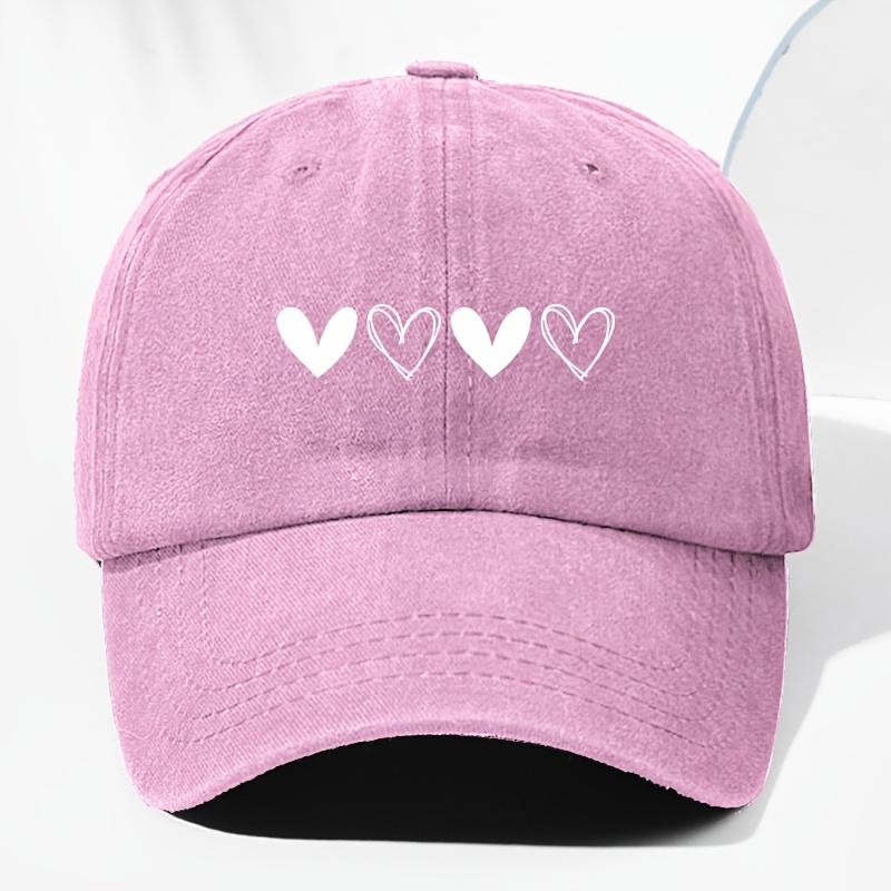 Unisex retro baseball cap with heart-shaped pattern for outdoor sun protection, suitable for truck drivers all year round.