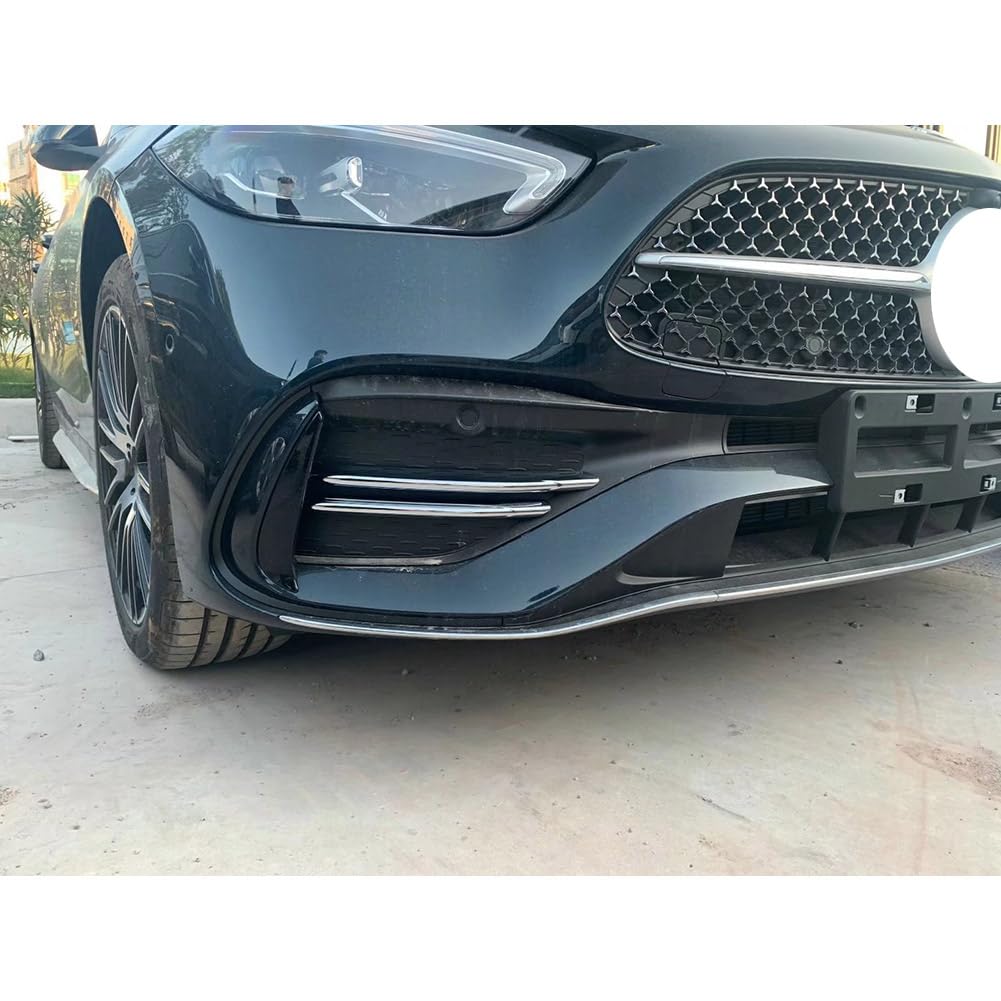 RUIQ Chrome Front Fog Lamp Garnish Bezel Cover for New W206 and Custom Design Mercedes-Benz C-Class (2021 later) - (Bezel A)