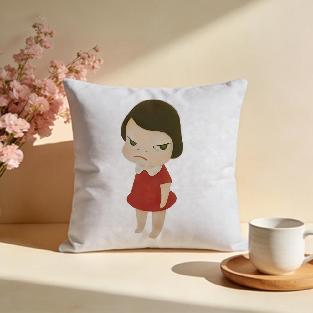 Stylish YYoshitomo Naraes Cushion Cover Stylish Washable Pillow Cover Ideal for Couch Bedroom Car Decoration