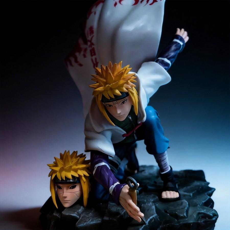 Naruto Minato Namikaze Anime Figure 22cm Dual Head Model Collectible Decoration Gift for Fans