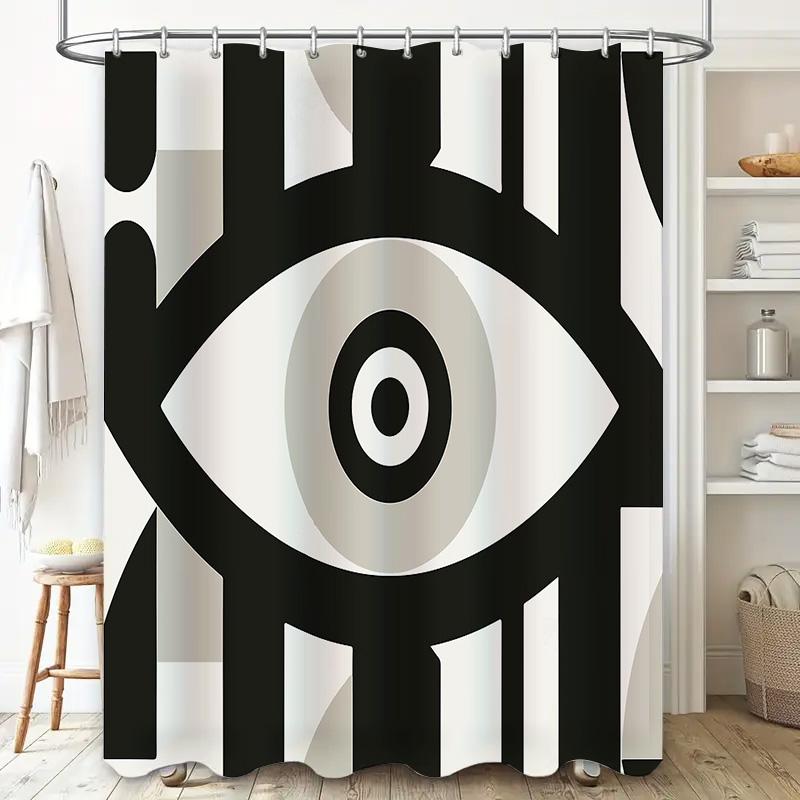 Unique Gothic Shower Curtain Black White Stripes Abstract Art Washroom Decor Modern Bathroom Accessories Home Textile