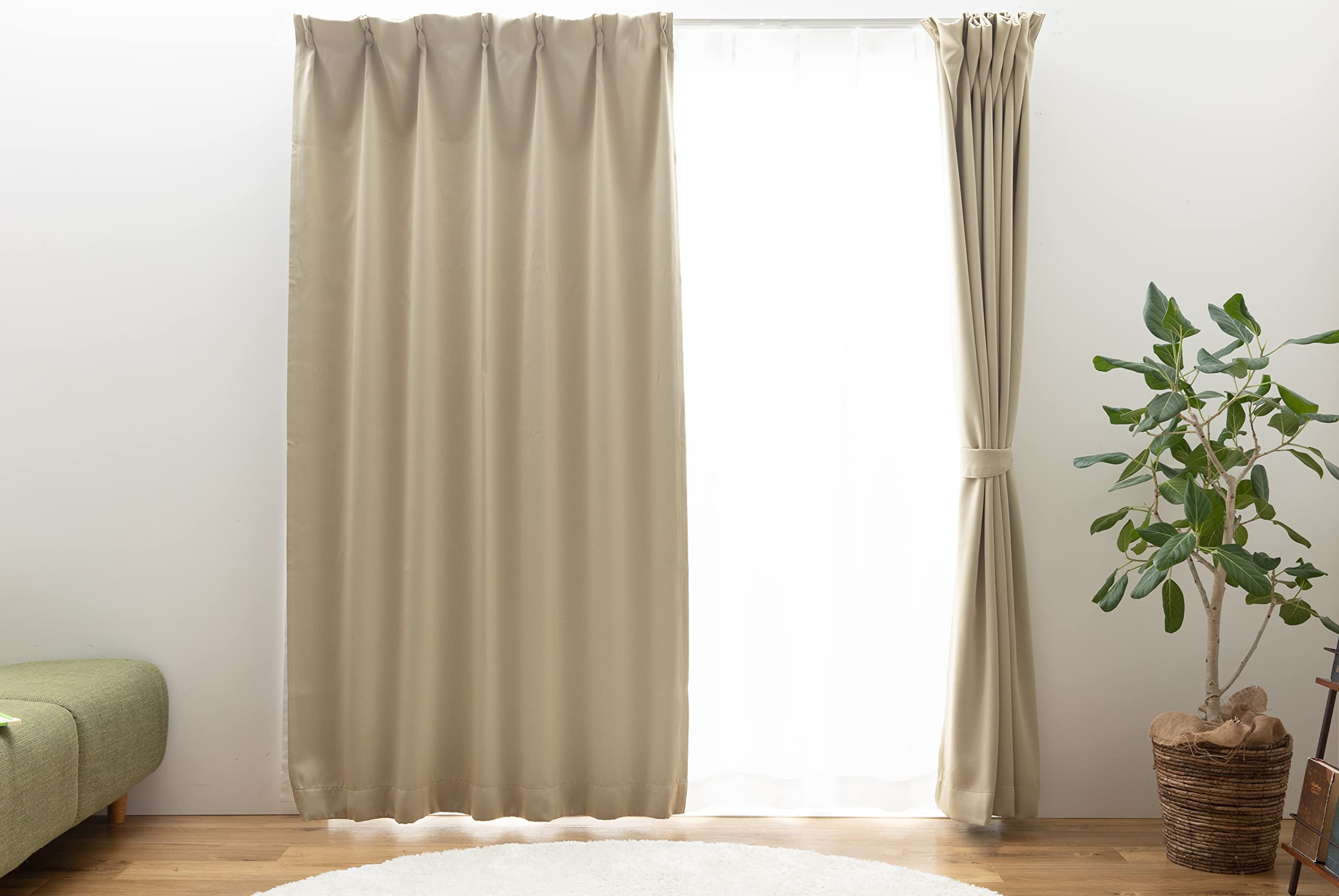 

Univer Curtain Set Grade 1 Light UV Protection Energy 150cm Wide x 135cm Set of Blink Ready-to-Use (with Lace), Blocking, (Over 70%), Mirrored, бежевый