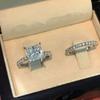 Huitan  Simple Elegant Round/Square CZ Rings for Women CopperColor Engagement Wedding Party Fashion Female Ring Jewelry