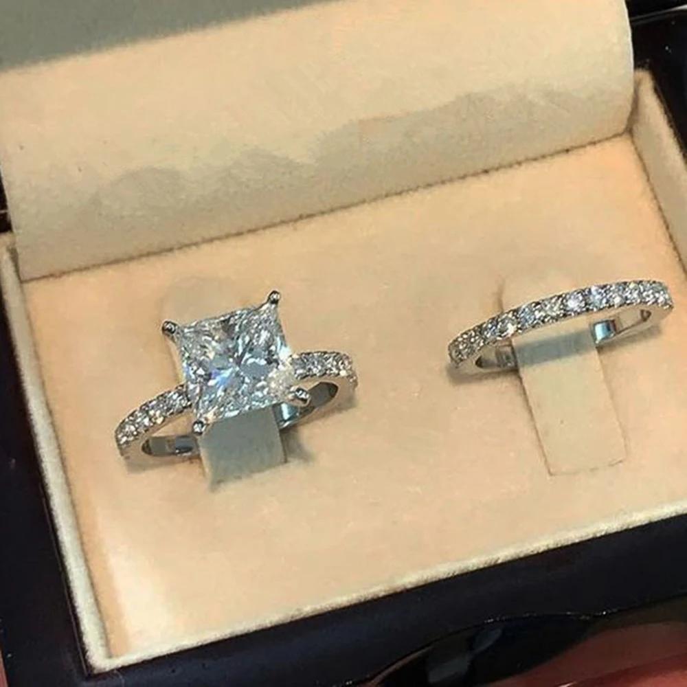 Huitan Simple Elegant Round/Square CZ Rings for Women CopperColor Engagement Wedding Party Fashion Female Ring Jewelry