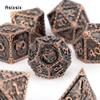 7 Pcs Copper Dragon Metal Dice Solid Metal Polyhedral Dice Set Suitable for Role-Playing RPG  Board Game Card Game