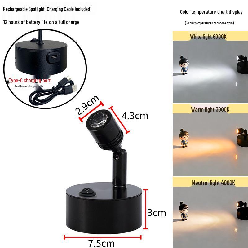 Wireless Jewelry Display Spotlights for Cabinets and Desktops