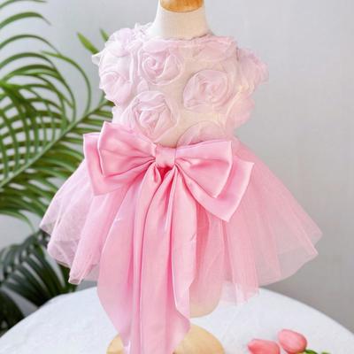Rose Wedding Dress Pink Princess Tulle Puffy Skirt, Suitable for Weddings, Parties, Pets