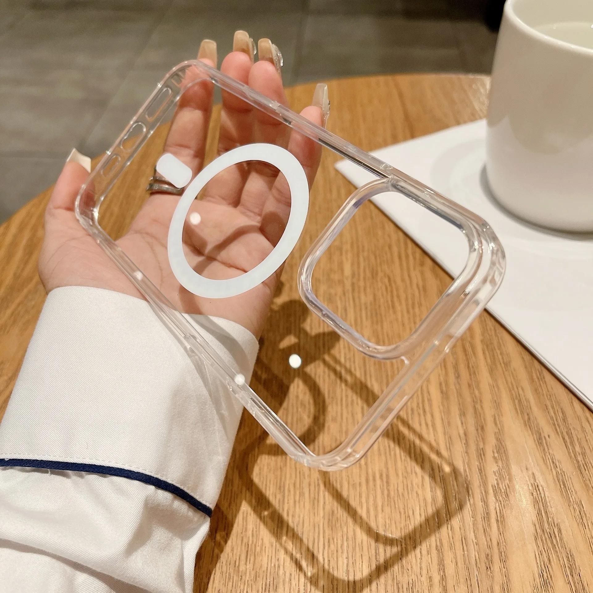 

Роскошный прозрачный магнитный чехол для MagSafe для iPhone 16 Pro Max 16 Plus чехол с тактильными кнопками камеры чехол с беспроводной зарядкой For iPhone 16