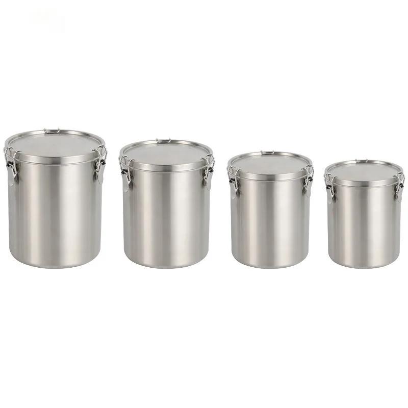 Stainless Steel Storage Tank Sealed Tank Food Storage Container with Scale Large Capacity Coffee Bean Cereal Tea Storage Tank