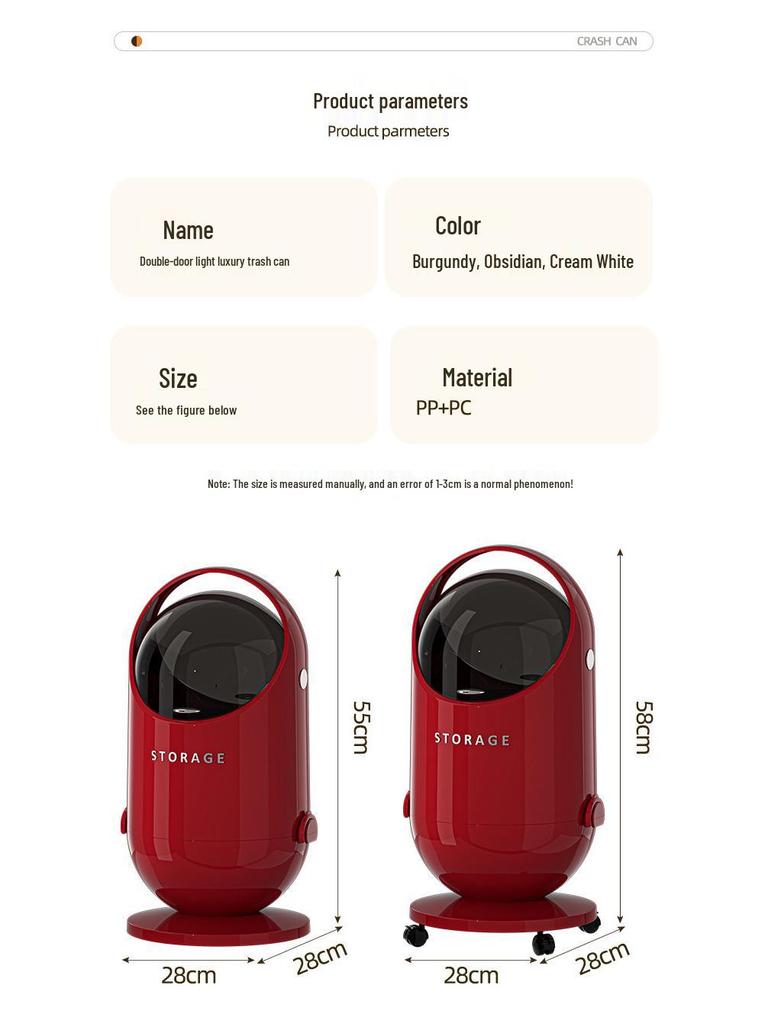 High-End Large Capacity Trash Can with Lid & Wheels for Home: Living Room, Bedroom, Kitchen - No Need To Bend Over, Easily Movable Paper Basket.