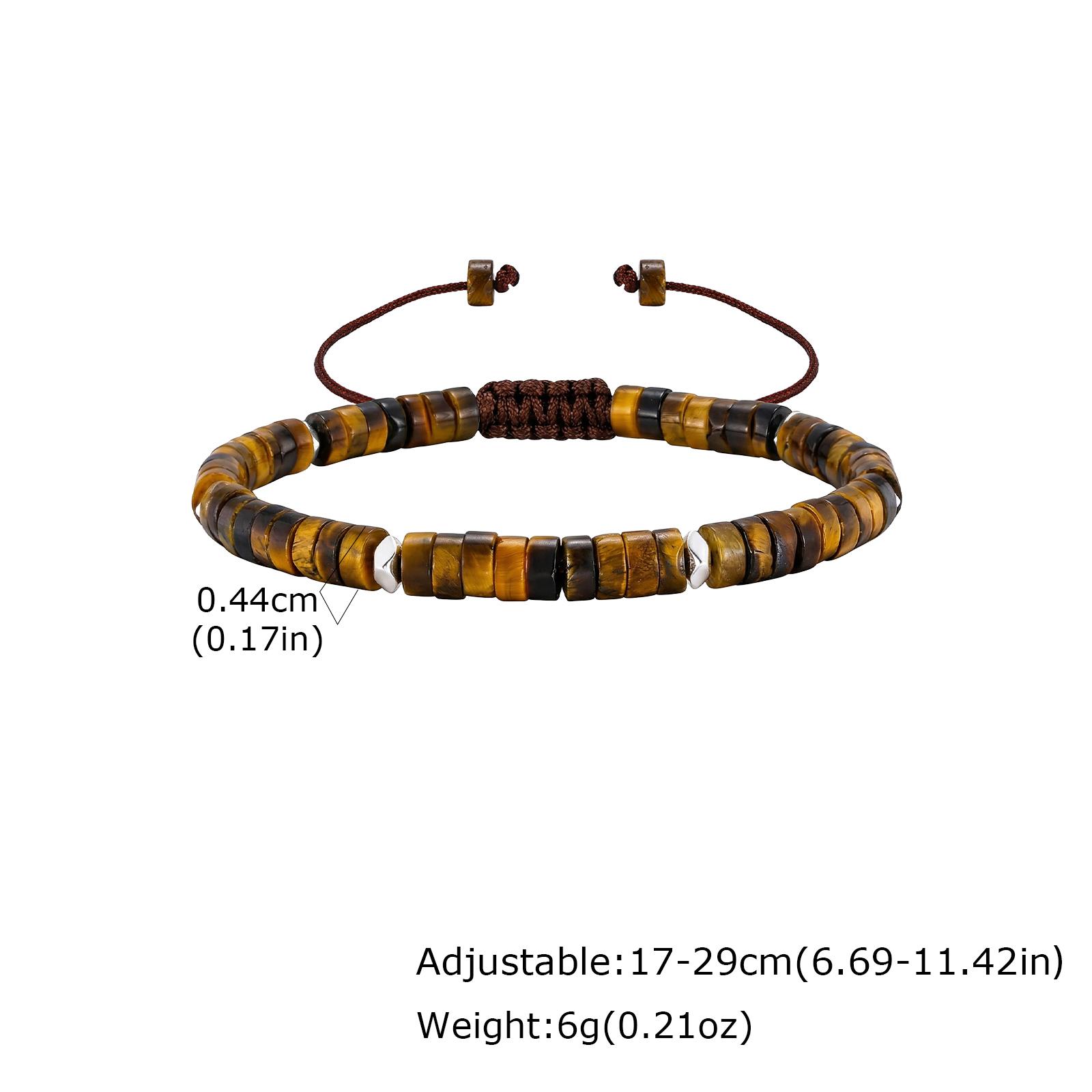 

High Quality Natural Tiger Eye Stone Tube Shape Bracelet for Men Minimalist Natural Stone Adjustable Rope Chain Bracelet