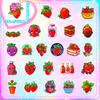 50 Red Heart Strawberry Stickers Girl Heart Cute Strawberry Dessert Personality Cartoon Fruit Stickers