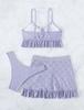 European and American Women's Fashion Solid Bikini Set 3 Pieces Swimwear Set Padded Ruffled Knot Top Briefs Ruffled Skirt Swimsuit Modest Bathing Suit