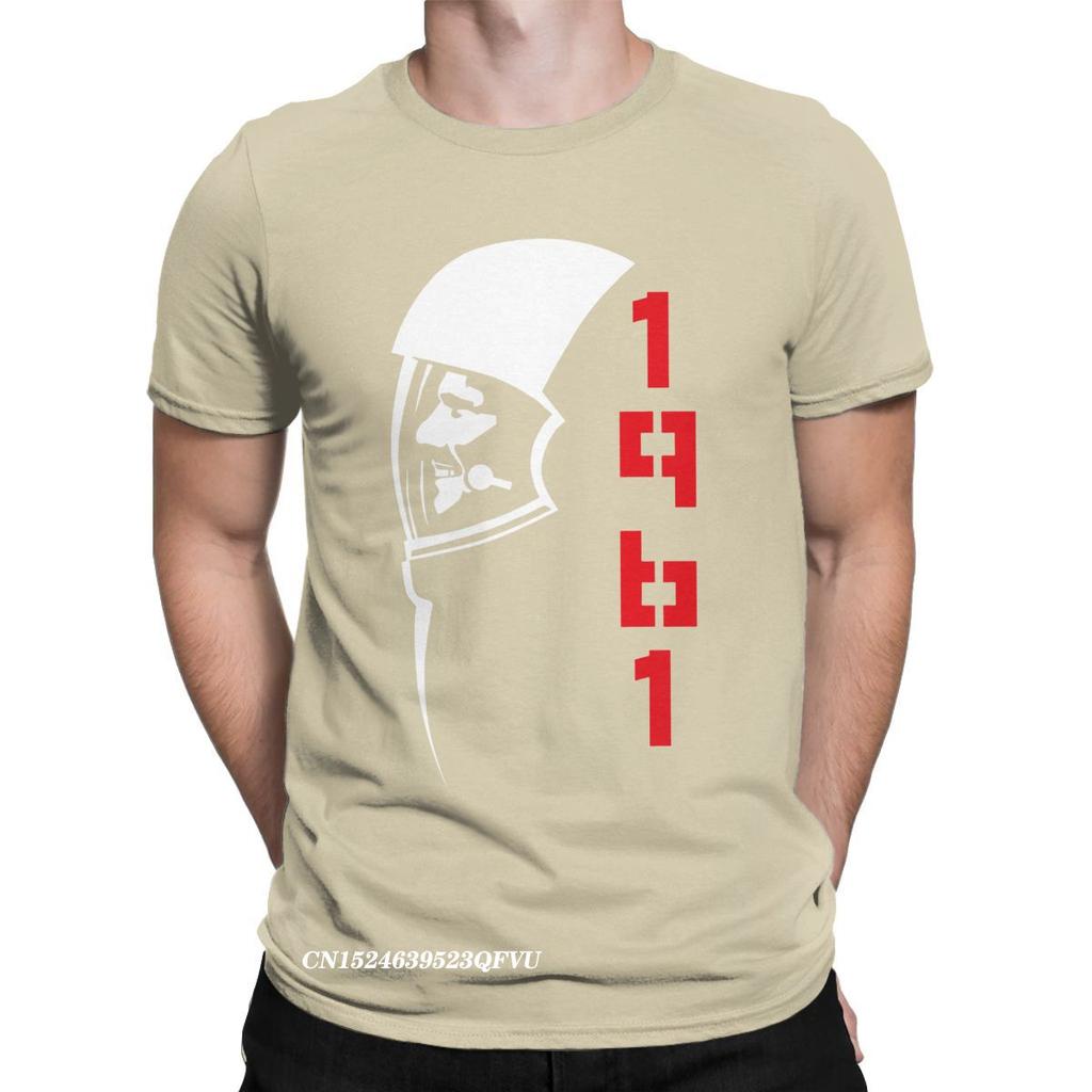 Men Yuri Gagarin USSR Cosmonaut Tops T Shirts Soviet Union Astronaut CCCP Cotton Tops Harajuku Tee Shirt Graphic Print T-Shirts