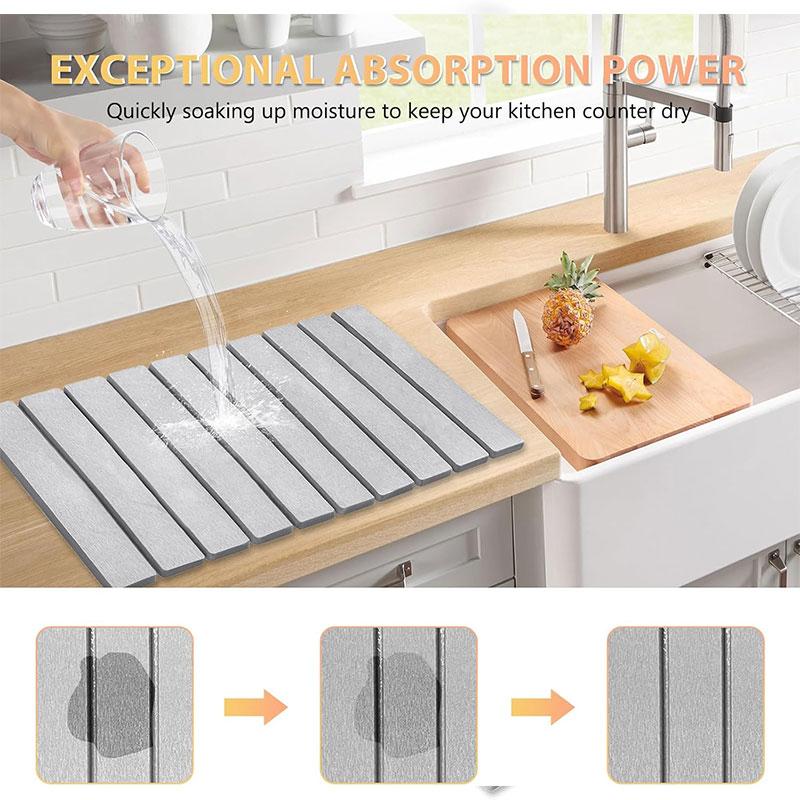 Foldable Tableware Drying Mat Quick Dry Diatomite Stone Drying Pads Non-slip Dish Cups Drainer Mat Bath Mat Kitchen Accessories