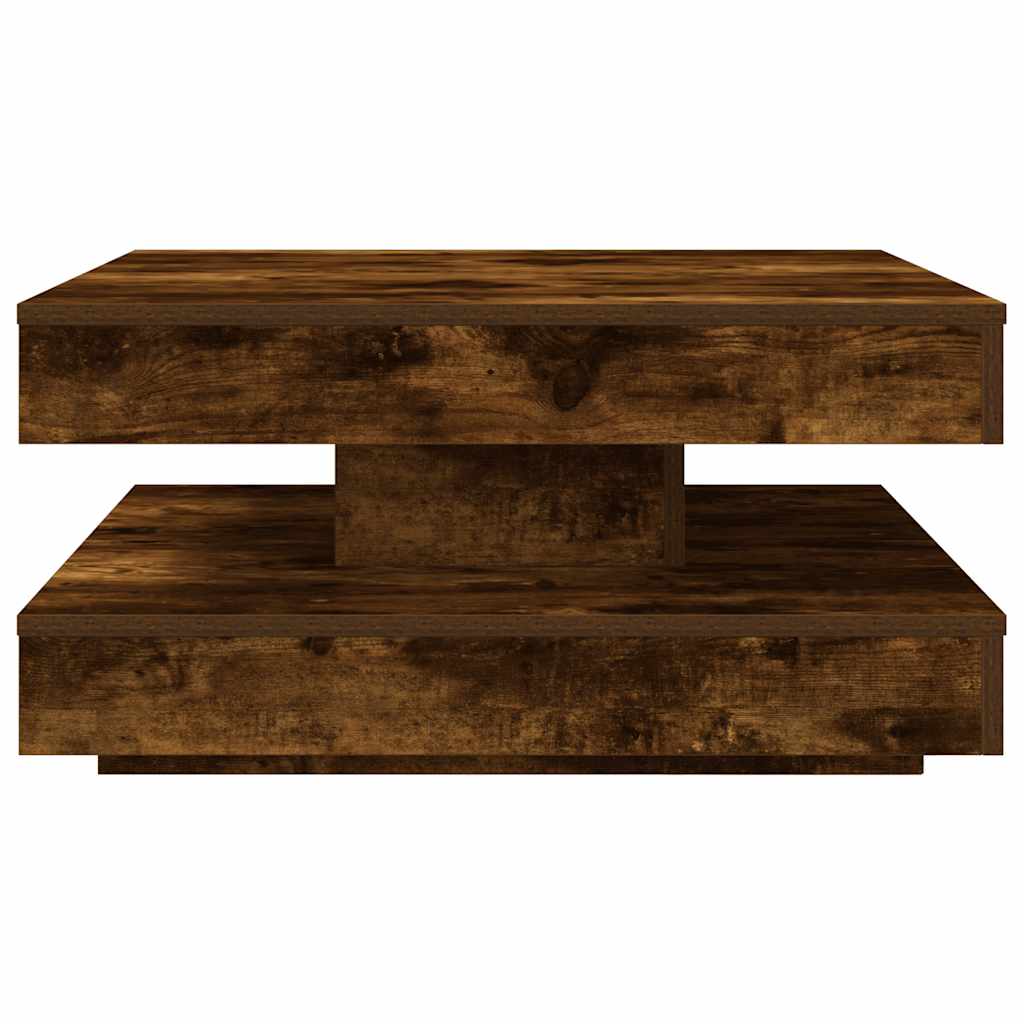 Rotating Coffee Table 360 degrees  Swivel Smoked Oak 70 x 70 x 34.5 cm