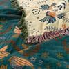 Bohemian Cotton Gauze Throw Blanket-Spring Bird Leaf Pattern Cozy Lightweight Multi-Purpose Sofa Cover Bedspread Farmhouse Decor