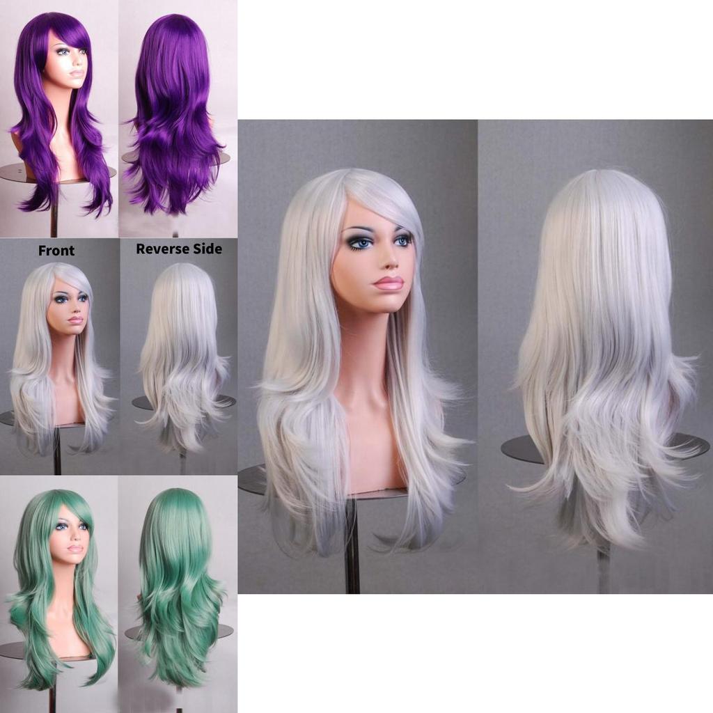 Cross Border Anime Cosplay Wavy Wig With Heat Resistant Fiber For Women