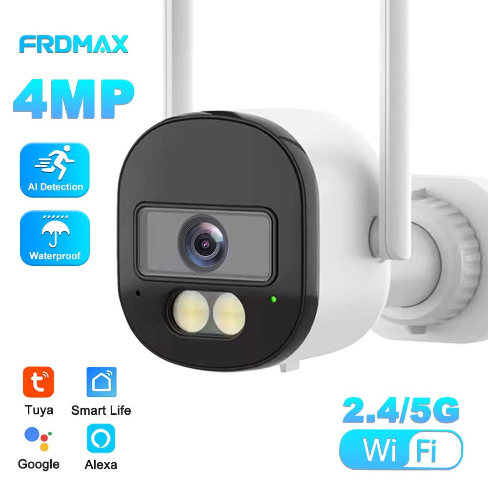 Tuya Bullet Camera Outdoor 4MP 5G WiFi IP Camera 120° Wide Angle Smart Home Security Protection CCTV Surveillance Cameras Alexa