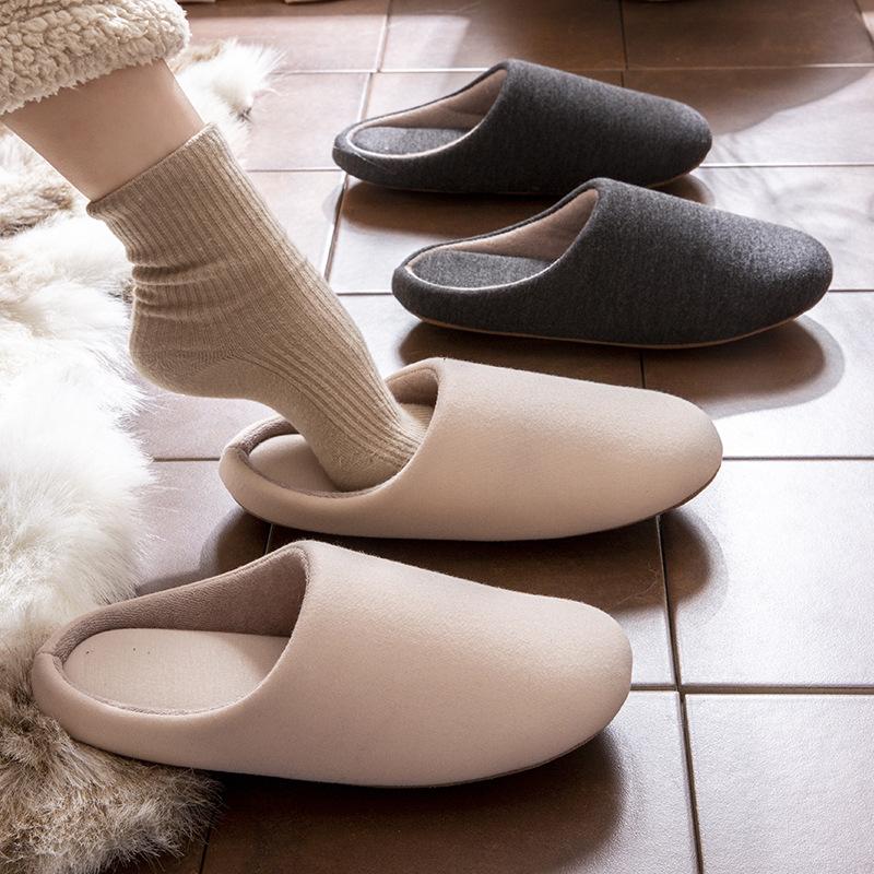 Silent cotton slippers winter indoor home 2025 new velvet warm and non-slip couple cotton drag winter