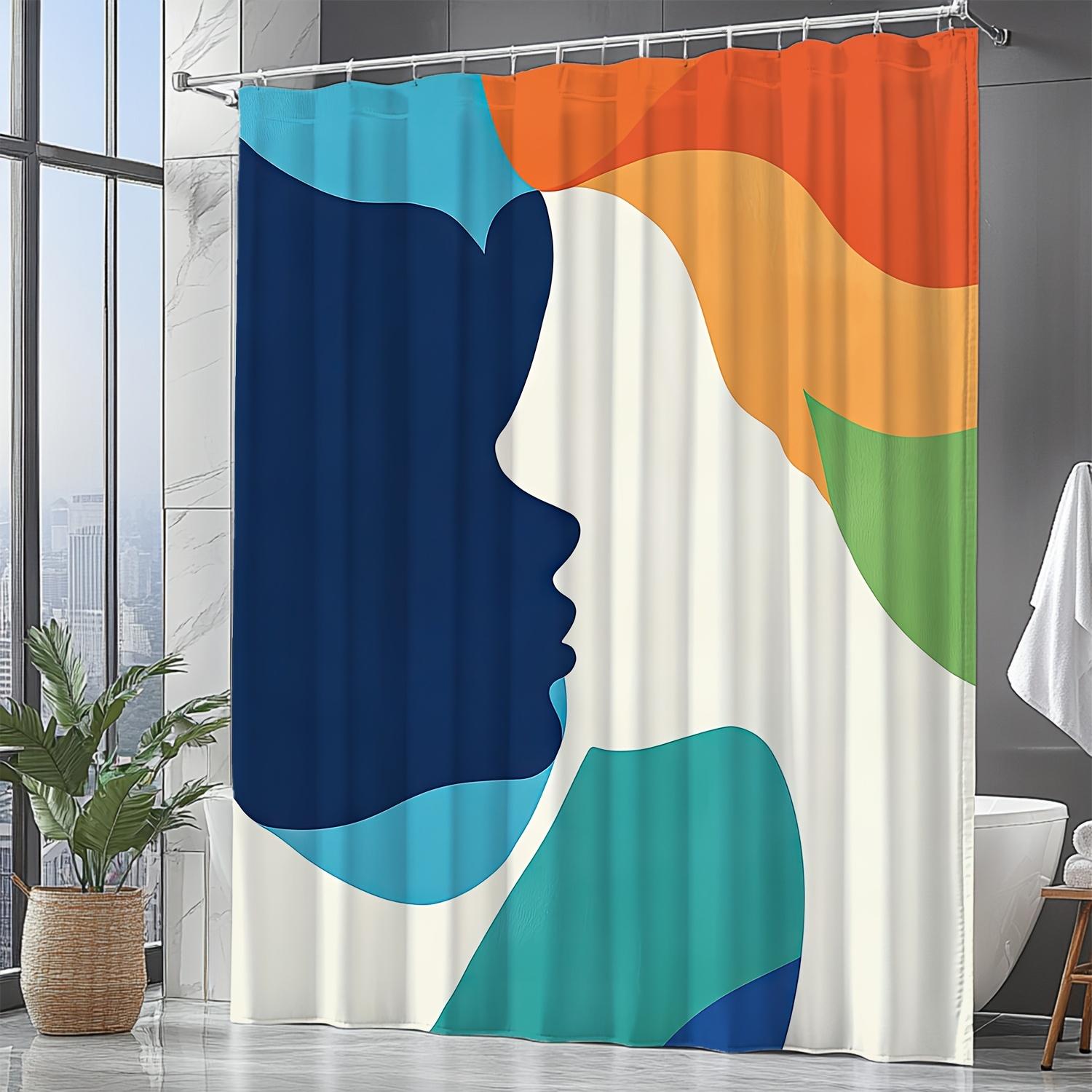 

Modern Abstract Line Art Shower Curtain - Colorful Digital Print, Machine Washable, Includes Hooks, All-Season Bath Decor W60H190(CM)-1 Pcs