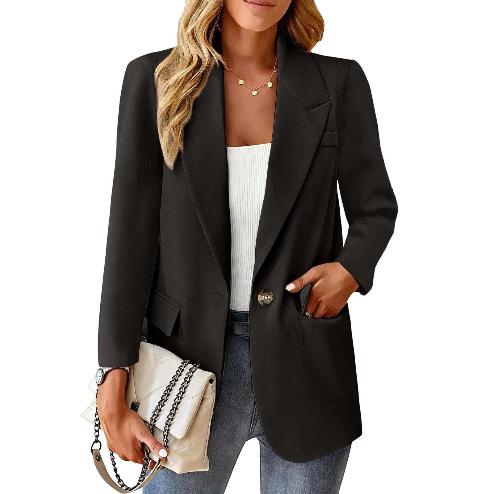 

Женский модный однотонный пиджак с одним карманом на пуговице и повседневный пиджак для работы L