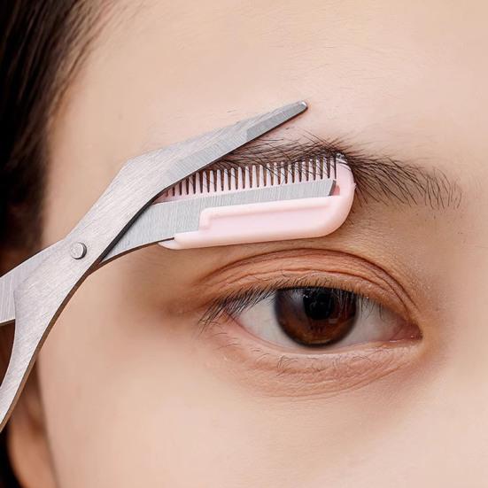 Yousheng Eyebrow Trimming Scissors with Comb Stainless Steel Non-Slip Precision Eyebrow Trimmer Men Women Brow Hair Removal Grooming Tool