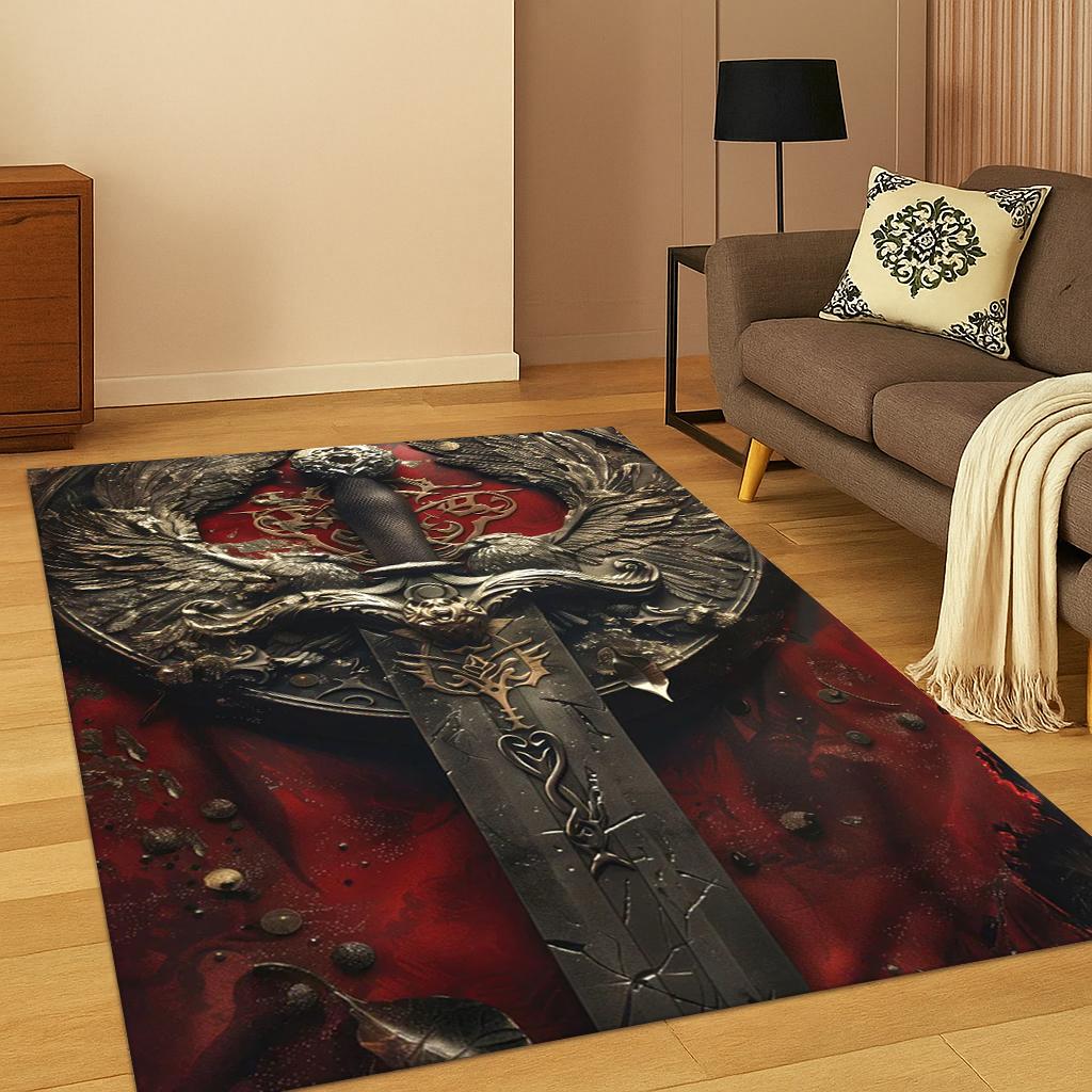 3D Gothic Skeleton Snake Magic Sword Carpet Rug for Living Room Sofa Home Bedroom Kitchen Doormat Decor,Playroom Non-slip Mat