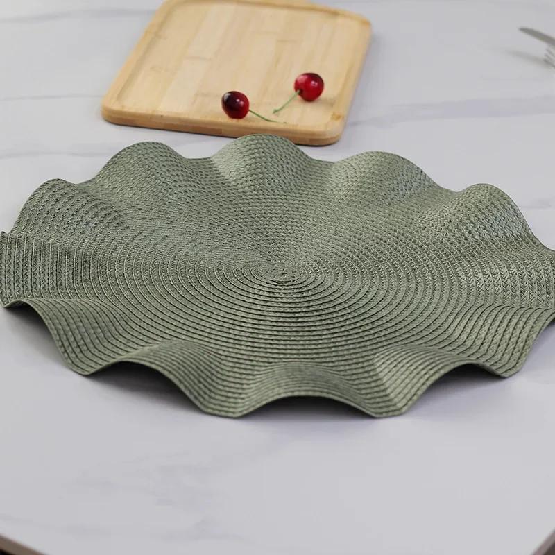 Mats Lotus Leaf Edge Creative Design Thickened Woven PP Placemats Coasters Irregular Placemats Table Placemats
