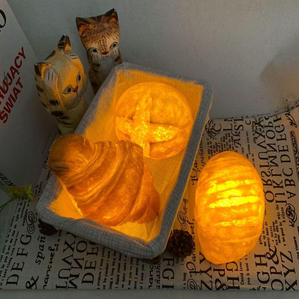 Creative Bread Shaped Lamp Battery Operated Cross Bread Night Light LED Bread Lamp Home Decor