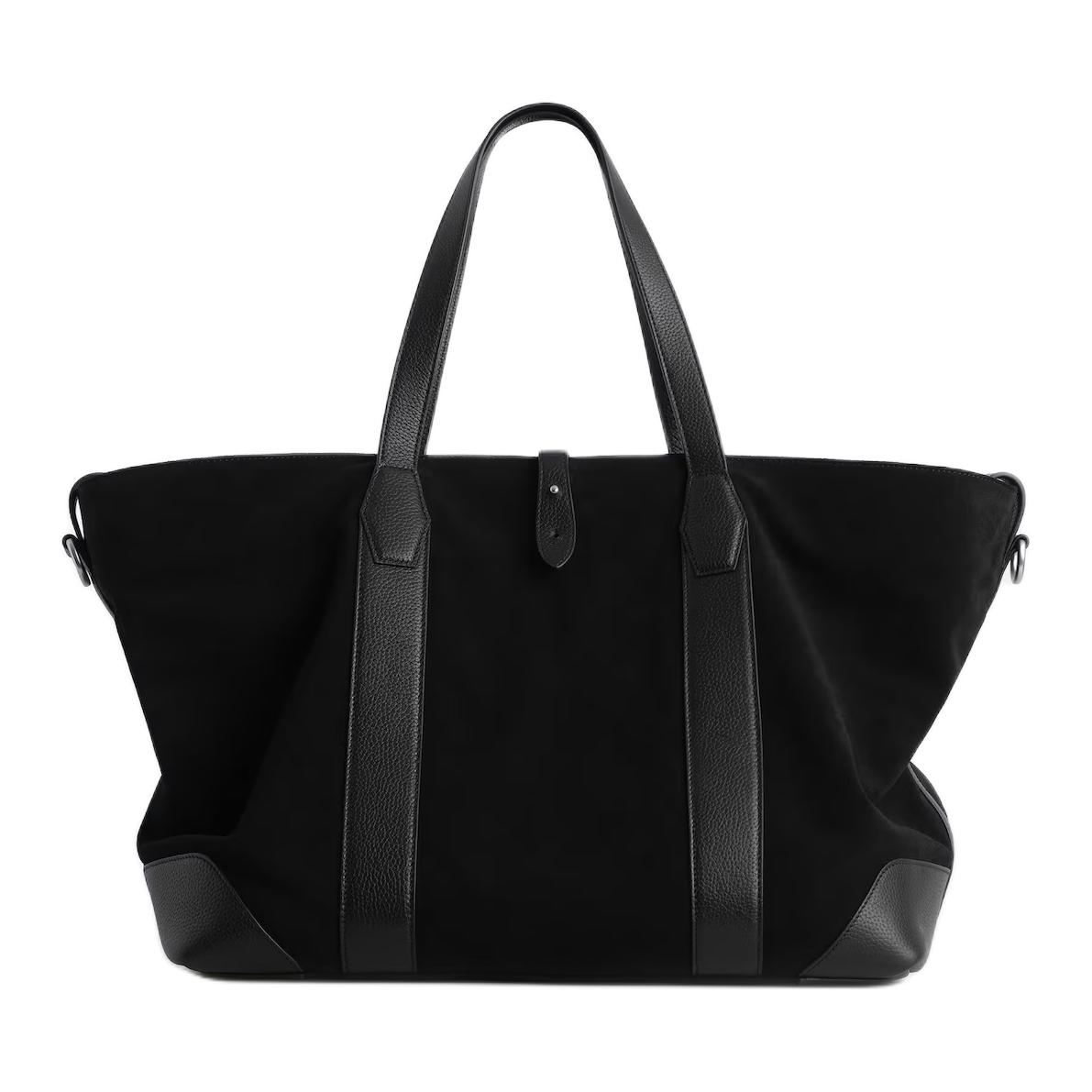 

COS Casual Lazy Style Snap Closure Tote Bag Shopping Bag Suede Leather Handbag Men tote bags Black 1315392001 Black