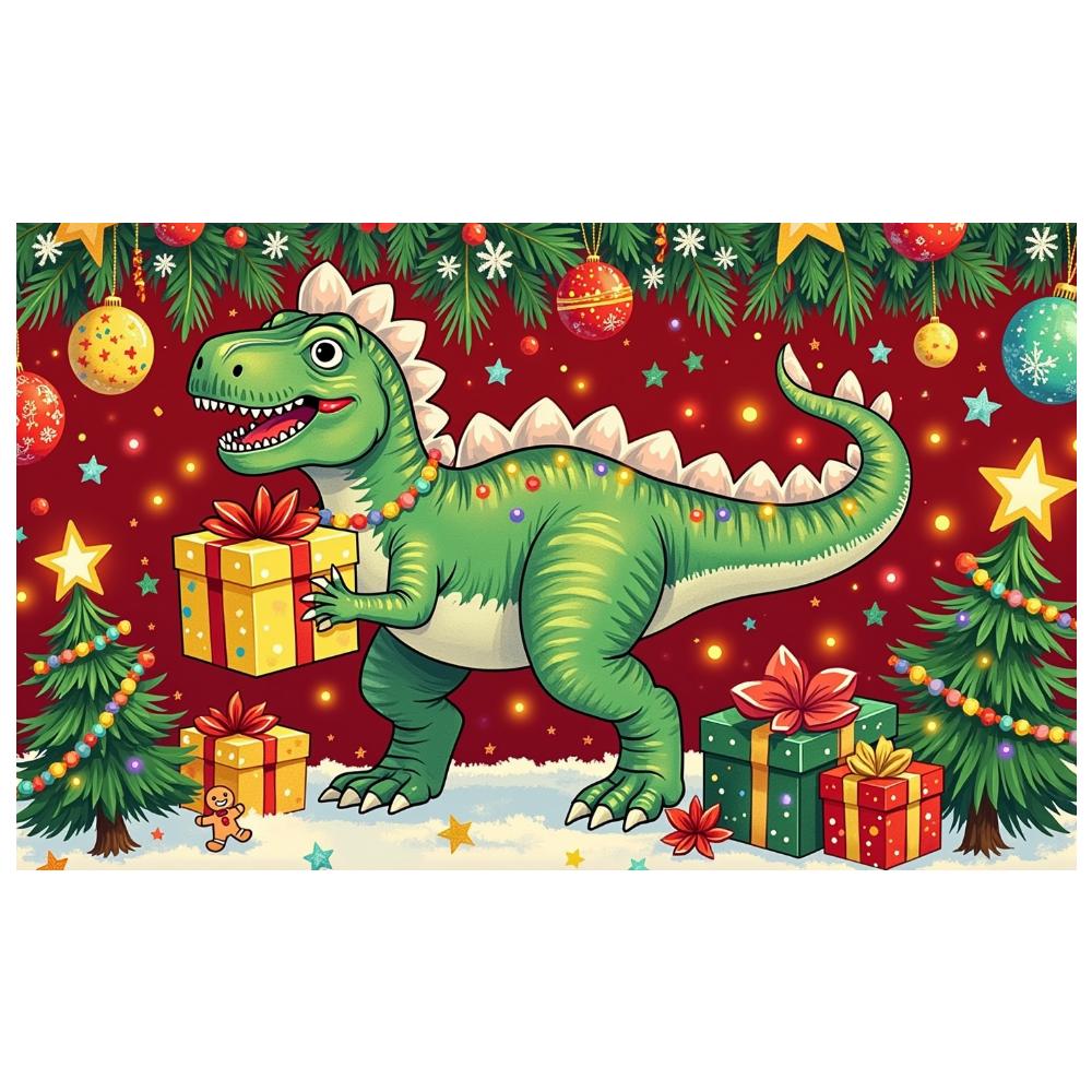 Party Backdrop Colorful Ornaments Celebration Banner Dinosaur Banner Pine Tree Decor Photo Prop For Indoor Decoration