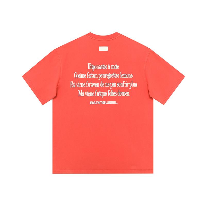 Letter Print Short Sleeve T-shirt Men and Women Summer Loose Couple Pure Cotton T-shirts