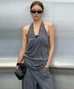 Geulouhaideu Koi Studded Halterneck Mini Dress_Charcoal