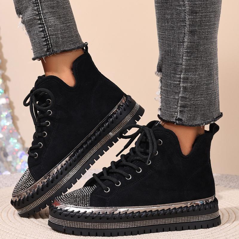 

New Crystal Ankle Boots for Women s Flats Platform Sport Shoes Designer New Comfort Snow Boots Brand Warm Short Ladies36-43 43