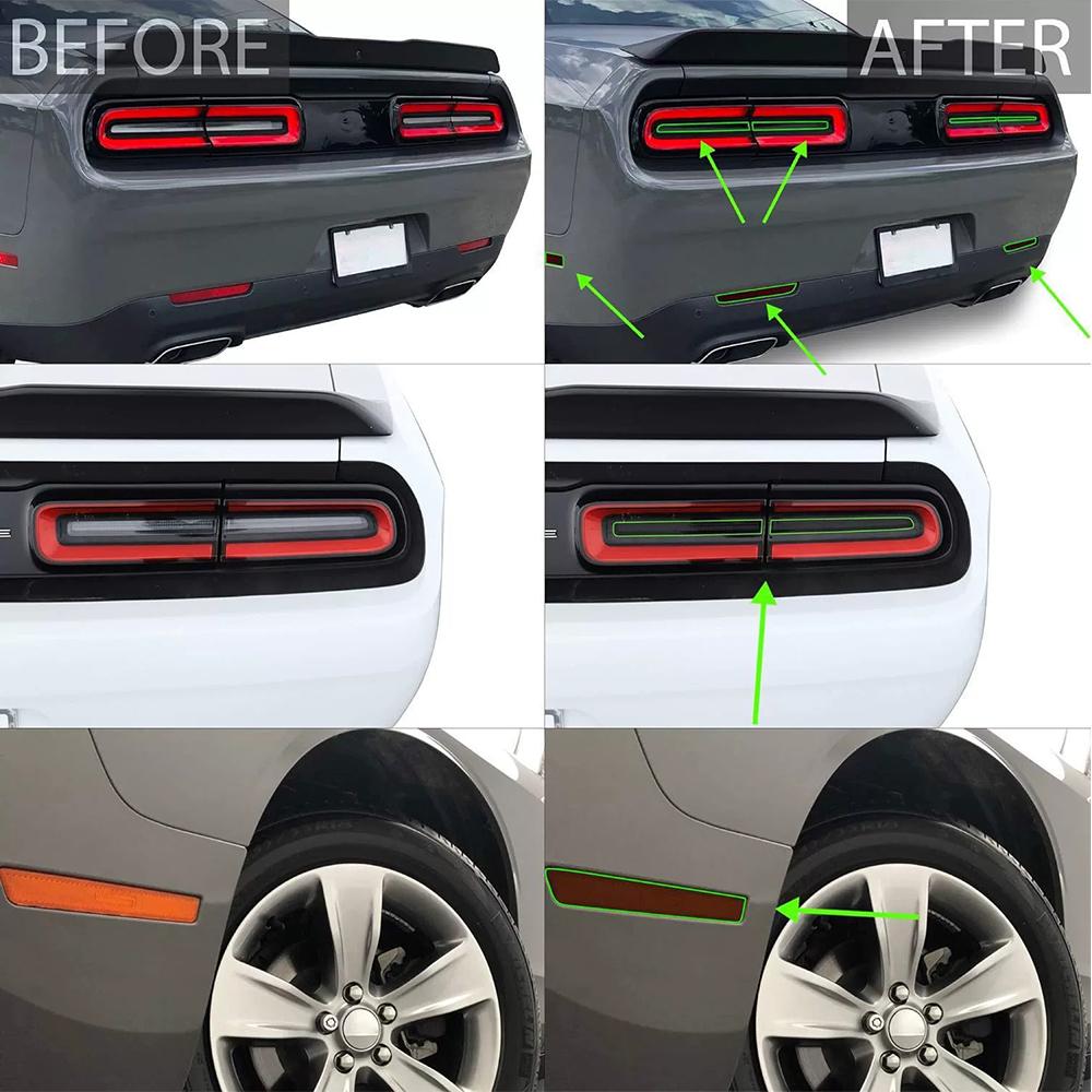 Auto-Lichtaufkleber Überlager Scheinwerfer-Augenlid Vinyl-Tönungsfolie Rücklicht-Aufkleber für Dodge Challenger 2015-2025 Außen Zubehör