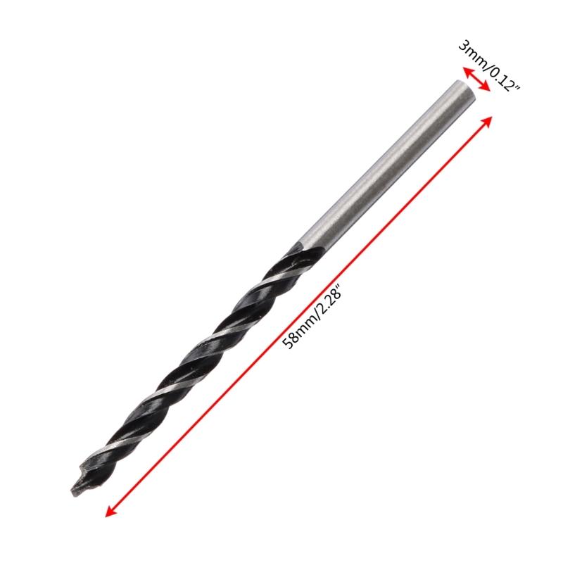 10Pcs High Carbon Steel Woodworking Twist Drill Bit Wood Drills with Center Point 3mm Diameter For Woodworking