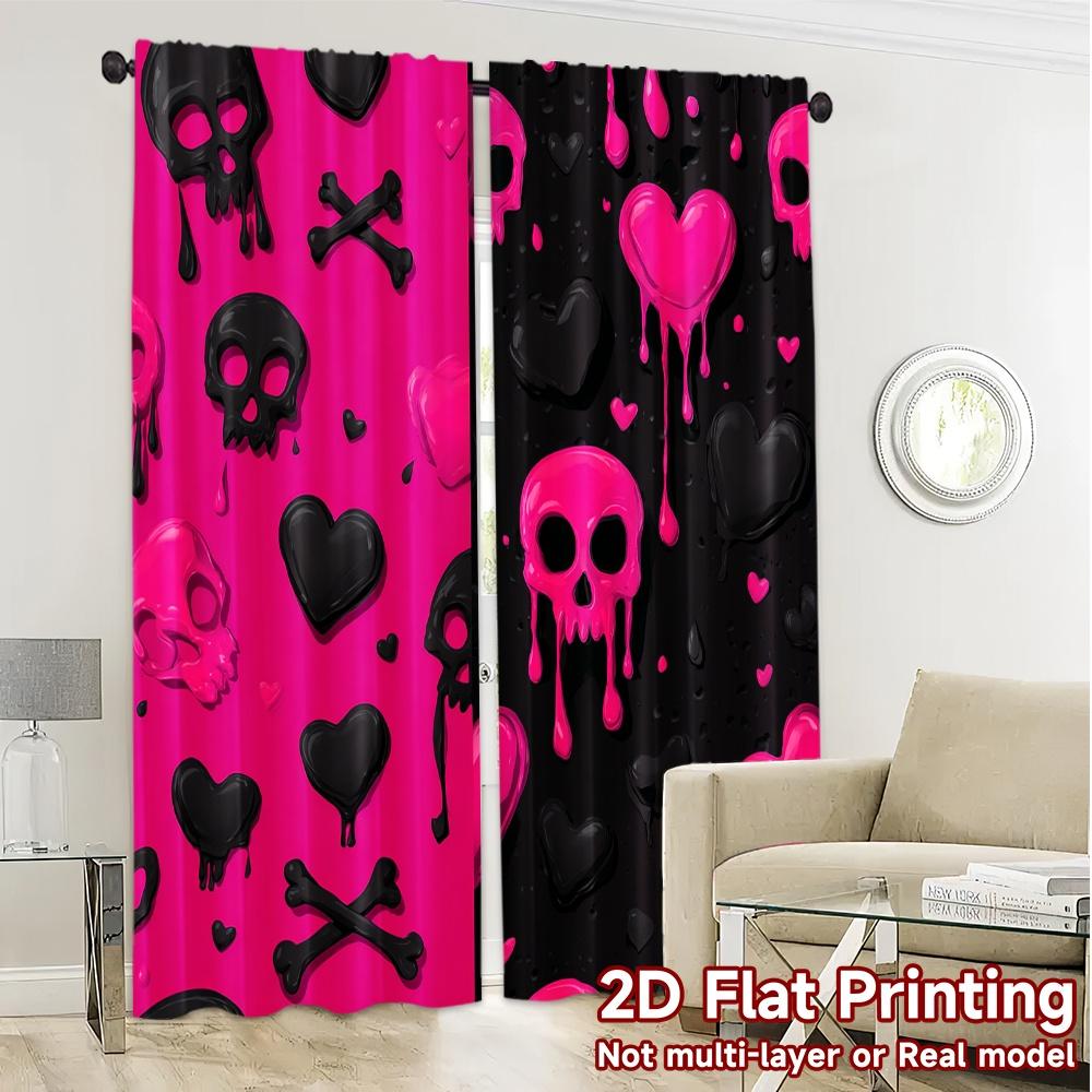 2D Flat Printing  JIT 2pcs   Curtains (Without Rod) Gothic Curtains Print Popular Curtains Polyester Easy Install Curtains