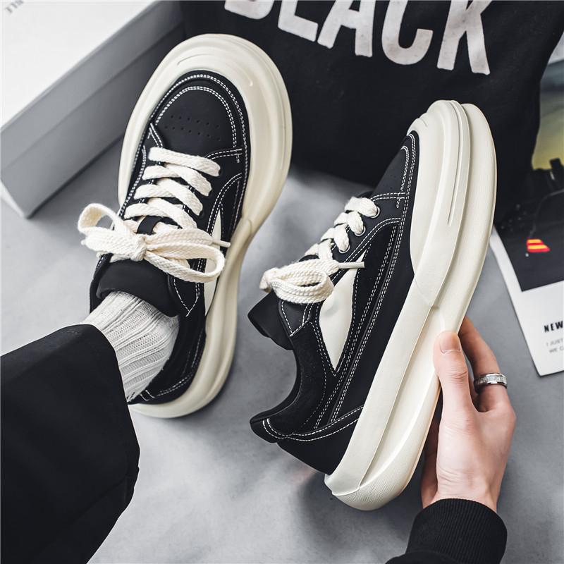 Canvas shoes autumn and winter breathable niche big head shoes heightening casual board shoes platform sports trendy shoes