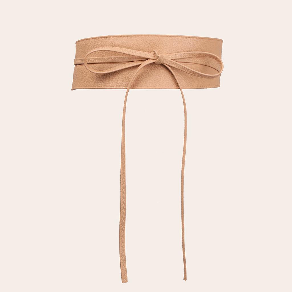 Fashionable Large Width Faux Leather Waist Belt With Bow Decoration For Dress Wear