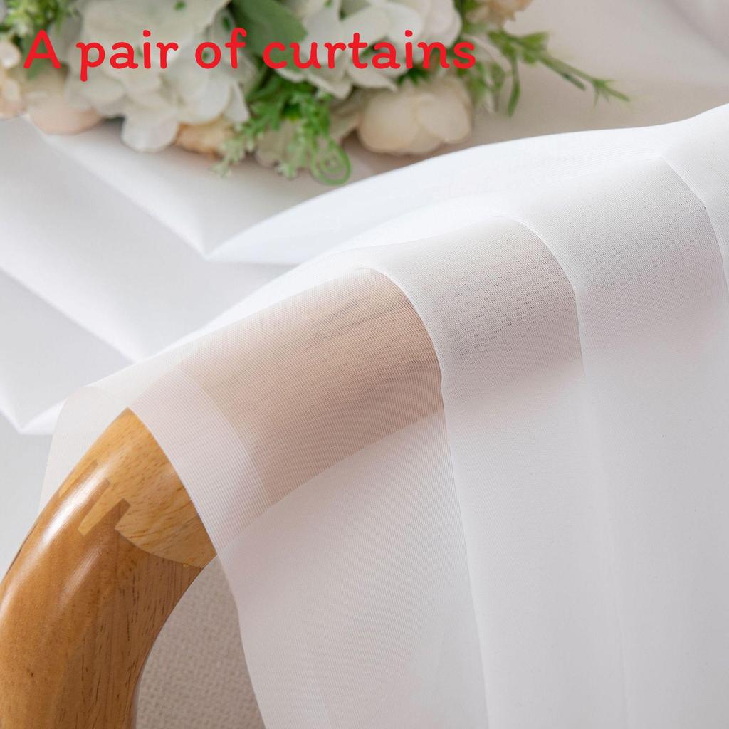 Комплект прозрачных полиэстеровых штор с функцией светофильтрации для кухни и дома 106x36cm белый