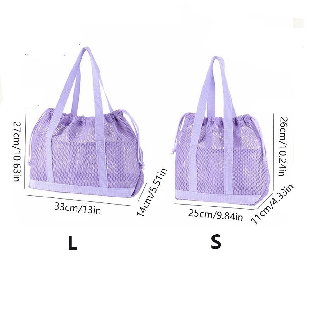 Foldable Mesh Beach Bag Drawstring Closure Large Capacity Toiletry Storage Bag Breathable Washable Toiletries Organizer Shopping