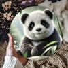 X Cute Panda Bamboo Metal Sign Round Wall Art Home Cafe Decor Gift