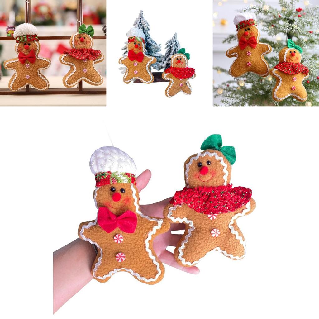 Adorable Brown Fabric Gingerbread Man Doll Festive Christmas Tree Ornament Decoration