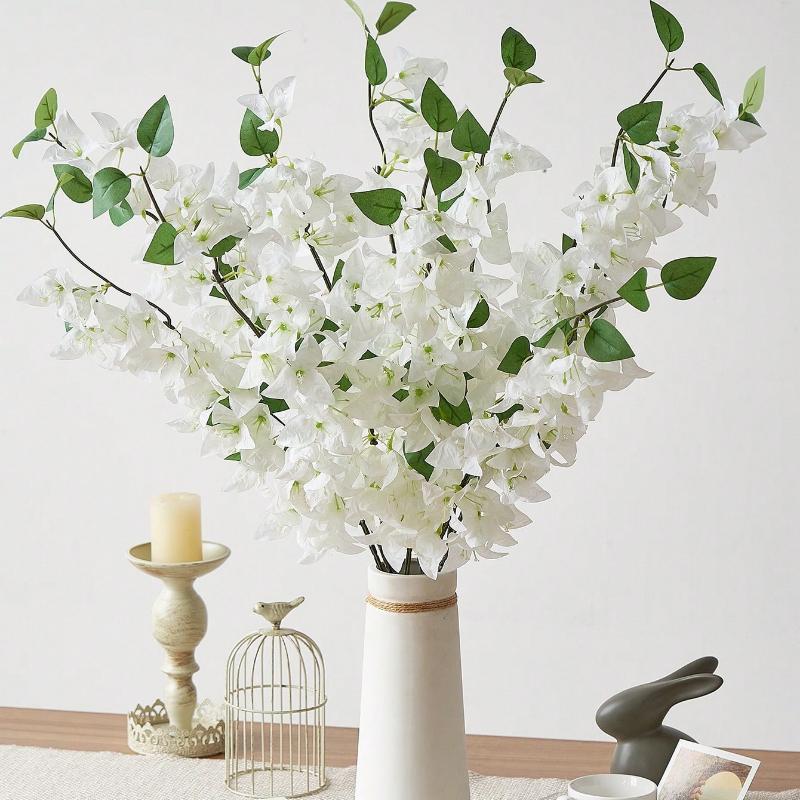 6pcs Artificial Flowers 31in Silk Bougainvillea Branches Faux Artificial Bougainvillea Floral Stems Long Plant Branches For Tall Vase Flower
