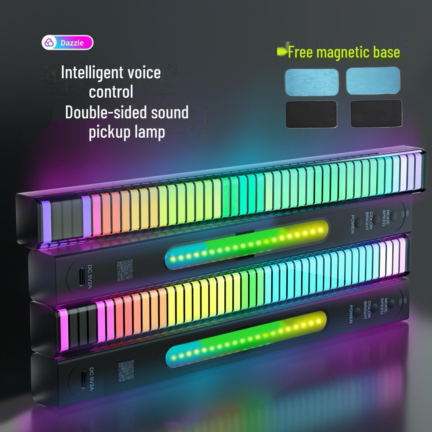 

Управляемая голосом светодиодная RGB-подсветка для создания музыкальной атмосферы со звукоснимателем для настольных и автомобильных аудиосистем type-64 lamp beads app charging four-sided light чёрный