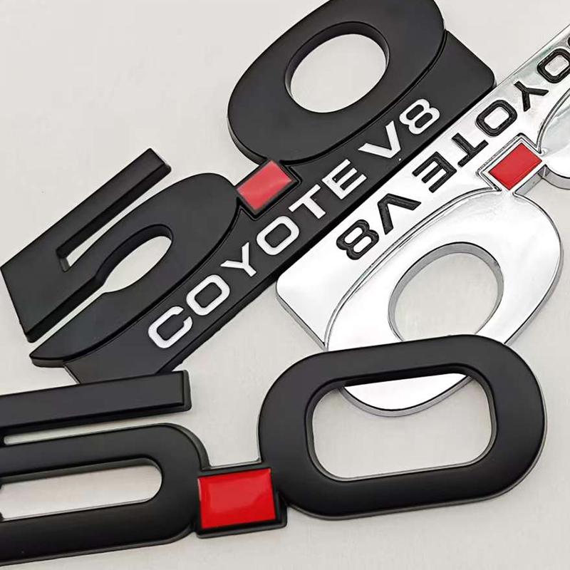 cjgnvt1 3D Metal Car Styling 5.0 COYOTE V8 Logo Badge Rear Trunk Emblem Fender Side Sticker For Ford Mustang GT SHELBY Auto Accessories